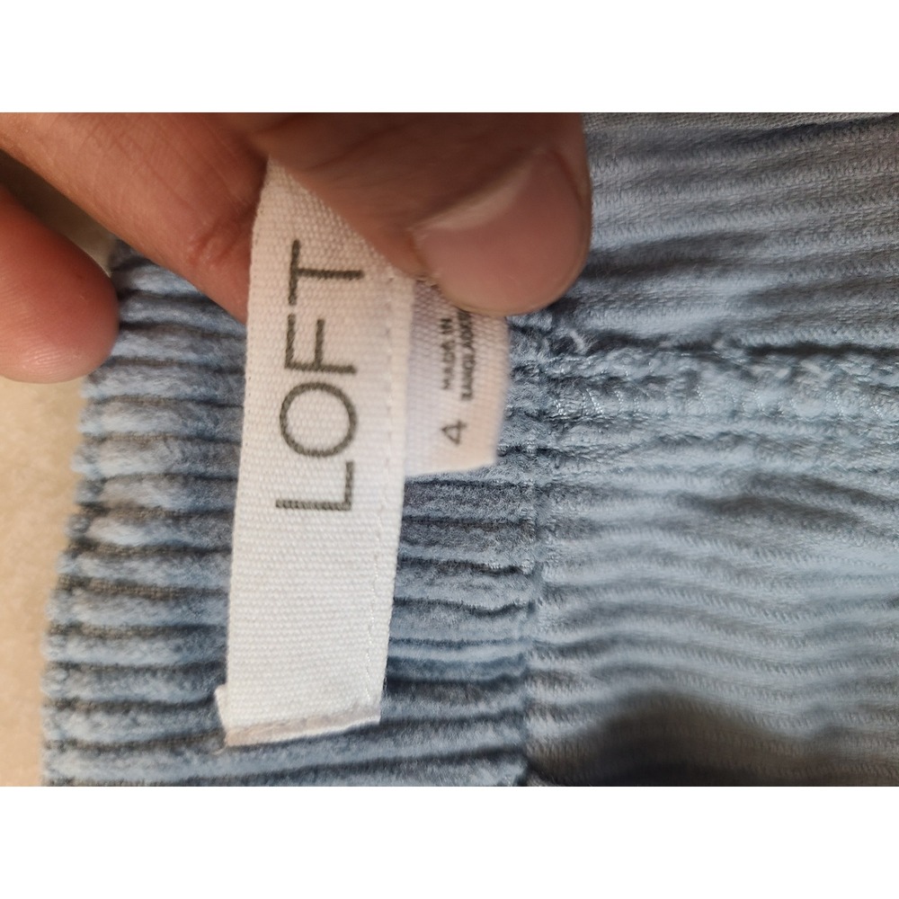 LOFT Corduroy Pants Women 4 Light Blue  Straight Leg Patch Pocket - Picture 3 of 9